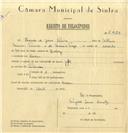 Registo de velocípede de marca Jofil, com o nº 6420, em nome de Hercules de Jesus Pereira, morador em Cacém.