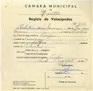 Registo de velocípede com o nº 3164, em nome de Celestino Dias Morais, morador em Pernigem.