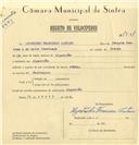 Registo de velocípede de marca Pombal, com o nº 7851, em nome de Agostinho Francisco Caetano, morador em Algueirão.