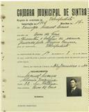 Registo de matricula de velocipedista em nome de Domingos Manuel Marcos, morador em Covas de Ferro, com o nº de inscrição 1854.