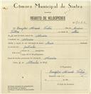 Registo de velocípede de marca Raio, com o nº 8262, em nome de Consiglieri Miranda Ventura, morador em Maceira.
