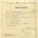 Registo de velocípede de marca Vilar com motor Cuciolo, com o nº 6108, em nome de Joaquim Francisco Ramilo, morador em Pero Pinheiro.