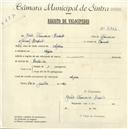 Registo de velocípede com o nº 4763, em nome de João Francisco Bordalo, morador em Azoia.