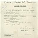 Registo de velocípede de marca Atlantic, com o nº 5364, em nome de Luís Fernando da Silva Franco, morador em Azenhas do Mar.