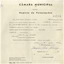 Registo de velocípede de m,arca Nacional, com o nº 4352, em nome de José Maria Ferreira Albino, morador em Rodízio.