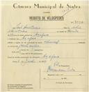 Registo de velocípede de marca Nacional, com o nº 8037, em nome de João Anastácio, morador em Assafora.