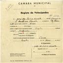 Registo de velocípede com o nº 1809, em nome de José da Silva Canada, morador em Covas.
