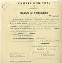 Registo de velocípede de marca Raio & Pombal, com o nº 1615, em nome de Joaquim Santos Sequeira, morador em Mucifal.