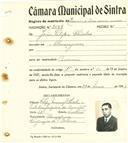 Registo de matricula de carroceiro de 2 ou mais animais em nome de João Filipe Chiolas, morador em Almoçageme, com o nº de inscrição 2087.