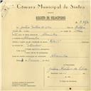 Registo de velocípede de marca Raio, com o nº 6217, em nome de Justino Monteiro da Silva, morador em Alvarinhos.