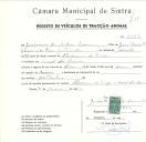 Registo de um veiculo de duas rodas tirado por um animal de espécie muar destinado a transporte de mercadorias em nome de Joaquim da Silva Lemos, morador no Casal da Serra.