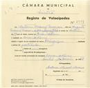 Registo de velocípede com o nº 4977, em nome de António Manuel Marcos, morador em Covas de Ferro.