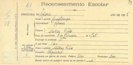 Recenseamento escolar de Constança Félix, filha de Matias Félix, moradora na Ulgueira.
