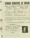 Registo de matricula de velocipedista em nome de Josué Manuel Duarte, morador em Pero Pinheiro, com o nº de inscrição 995.
