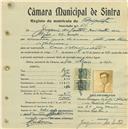 Registo de matricula de velocipedista em nome de Joaquim dos Santos, morador na Azoia, com o nº de inscrição 614.
