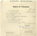 Registo de velocípede de marca Helios, com o nº 1131, em nome de Vasco Raposo Moreira, morador em Sintra.