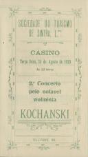 Programa de espetáculos com a participação do violinista Kochanski.