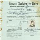 Registo de matricula de velocipedista em nome de Bernardino Lopes Cardoso, morador em Massamá, com o nº de inscrição 871.