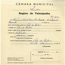 Registo de velocípede com o nº 4003, em nome de Francisco Leite Monteiro Bianchi, morador em Vale de Lobos.