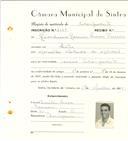 Registo de matricula de velocipedista em nome de Giordano Gomes Soares Ferreira, morador em Sintra, com o nº de inscrição 6567.