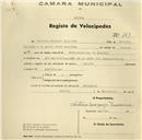 Registo de velocípede de marca Aranha, com o nº 247, em nome de António Marques Quaresma, morador em Bolembre.