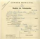 Registo de velocípede de marca Oriental, com o nº 3584, em nome de Carlos Garcia Fernandes Claro, morador em Idanha.