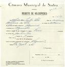 Registo de velocípede com o nº 8227, em nome de Alfredo dos Santos Silva, morador em Algueirão.