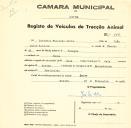 Registo de um veiculo de duas rodas tirado por dois animais de espécie bovina destinado a transporte de mercadorias em nome de Custódio Florindo Dinis, morador em Janas.