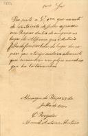 Ofício do Regedor de Almargem do Bispo, Manuel Antunes Monteiro, ao Administrador do Concelho de Sintra, participando se foi encontrado dentro de um poço um rapaz de nome António, filho de Francisco Bolas, dos Negrais.