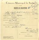 Registo de velocípede com o nº 7173, em nome de José Vicente da Costa Isidoro, morador em Tojeira.