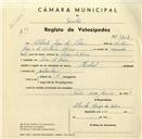 Registo de velocípede de marca Mistral, com o nº 3362, em nome de Alberto Jorge da Silva, morador em Covas de Ferro.