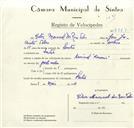 Registo de velocípede de marca Nacional, com o nº 8847, em nome de Vítor Manuel dos Reis Teles, morador em Sintra.