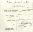 Registo de velocípede com o nº 8651, em nome de Casimiro José Rocha, morador em Ranholas.