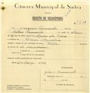 Registo de velocípede de marca Philips, com o nº 7737, em nome de Joaquim Fernandes, morador em Cacém.