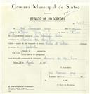 Registo de velocípede de marca Artur & Valadas, com o nº 8217, em nome de José Francisco Jorge, morador em Arneiro dos Marinheiros.