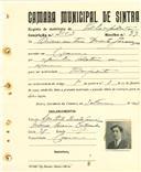Registo de matricula de velocipedista em nome de Diamantino Duarte Gervásio, morador no Cacém, com o nº de inscrição 2143.