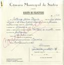 Registo de velocípede de marca Voltaire com motor, com o nº 5661, em nome de Otávio Alves Pereira, morador em Agualva.