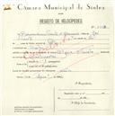 Registo de velocípede de marca Citifix com motor, com o nº 5553, em nome de Bernardino Vicente d'Almeida, morador em Sintra.