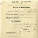 Registo de velocípede com o nº 1455, em nome de Adelino Francisco da Silva, morador em Agualva.