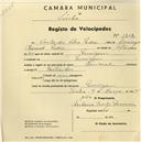Registo de velocípede de marca Nacional, com o nº 1202, em nome de Carlos da Silva Pedro, morador em Pernigem.