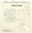 Registo de velocípede de marca Raio, com o nº 4825, em nome de Marcelino Glória, morador em Abrunheira.