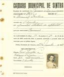 Registo de matricula de carroceiro de 2 ou mais animais em nome de Manuel Isidoro, morador em Odrinhas, com o nº de inscrição 1965.