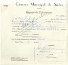 Registo de velocípede de marca VN-Motor F.B.M., com o nº 9086, em nome de Vítor José Névoa, morador em Sintra.