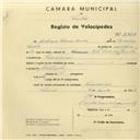 Registo de velocípede com o nº 2862, em nome de António Louro [Covão], morador em Lameiras.