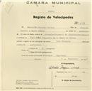 Registo de velocípede de marca Lois Clemente, com o nº 481, em nome de Sebastião Joaquim Correia, morador em Capa Rota.