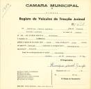 Registo de um veiculo de duas rodas tirado por dois animais de espécie cavalar destinado a transporte de mercadorias em nome de Henrique Manuel Gairifo, morador em Bolembre.