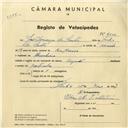 Registo de velocípede com o nº 4235, em nome de José Domingos dos Santos, morador em Abrunheira.