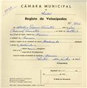 Registo de velocípede com o nº 3746, em nome de Albertino Pedroso Timóteo, morador em Maceira.