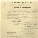 Registo de velocípede de marca Helios, com o nº 2744, em nome de Manuel Pedro Alves, morador em Cabrela.
