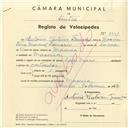 Registo de velocípede de marca Cycles Mares, com o nº 5631, em nome de António Ventura Tomásio, morador em Maceira.